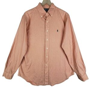 Ralph Lauren Shirt Mens Large‎ Classic Fit Orange Houndstooth Button Down